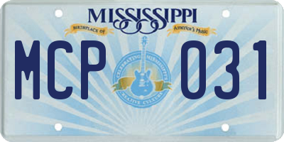 MS license plate MCP031