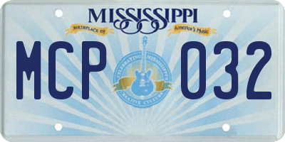 MS license plate MCP032