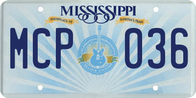 MS license plate MCP036