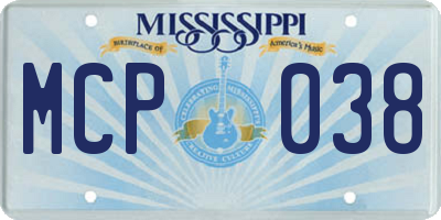 MS license plate MCP038