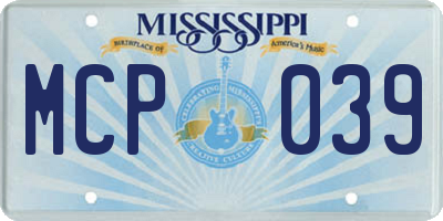 MS license plate MCP039