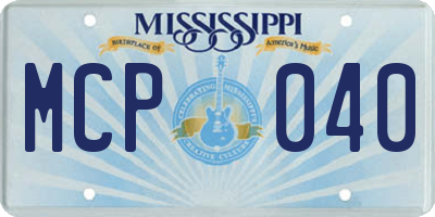 MS license plate MCP040