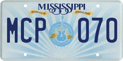 MS license plate MCP070