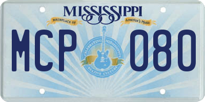 MS license plate MCP080
