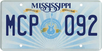 MS license plate MCP092