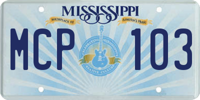 MS license plate MCP103
