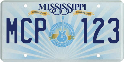 MS license plate MCP123