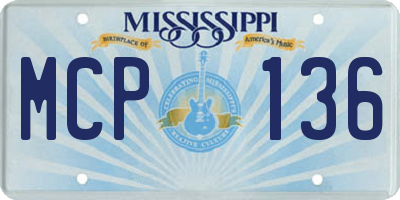 MS license plate MCP136