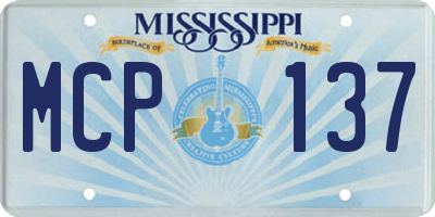 MS license plate MCP137