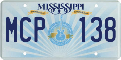 MS license plate MCP138