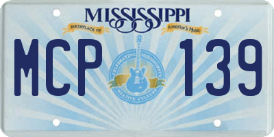MS license plate MCP139