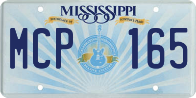 MS license plate MCP165