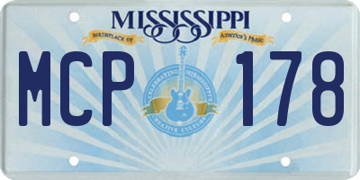 MS license plate MCP178