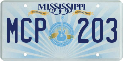 MS license plate MCP203