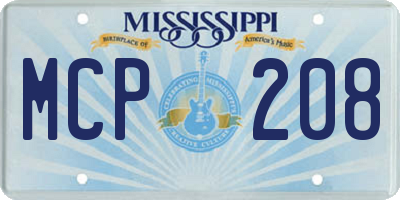 MS license plate MCP208
