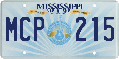 MS license plate MCP215
