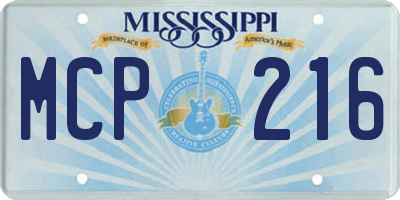 MS license plate MCP216