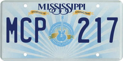 MS license plate MCP217