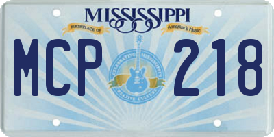 MS license plate MCP218
