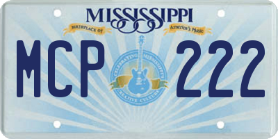 MS license plate MCP222