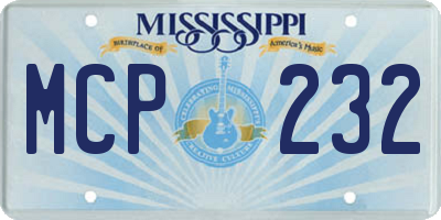 MS license plate MCP232