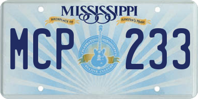 MS license plate MCP233