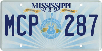 MS license plate MCP287