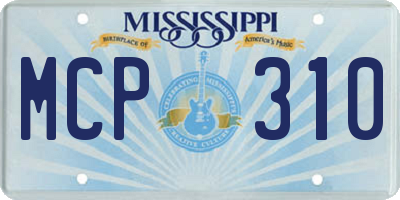 MS license plate MCP310