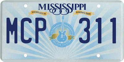MS license plate MCP311