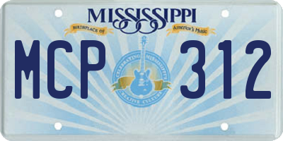 MS license plate MCP312