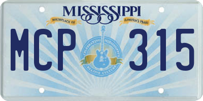 MS license plate MCP315