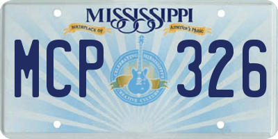 MS license plate MCP326