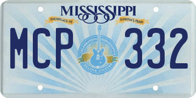 MS license plate MCP332