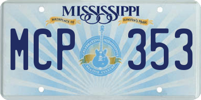 MS license plate MCP353