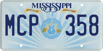 MS license plate MCP358