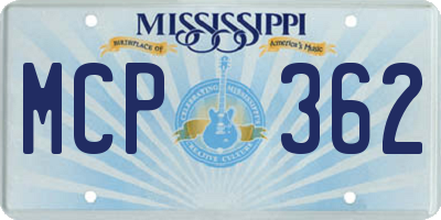 MS license plate MCP362