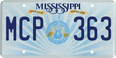 MS license plate MCP363