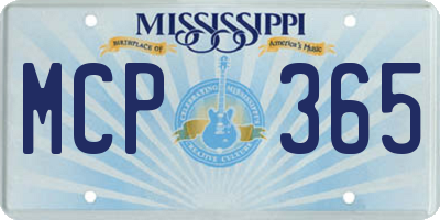 MS license plate MCP365
