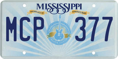MS license plate MCP377
