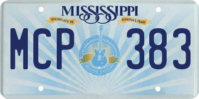 MS license plate MCP383