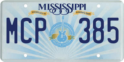 MS license plate MCP385