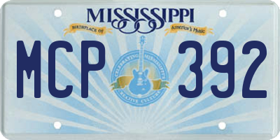 MS license plate MCP392