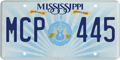 MS license plate MCP445