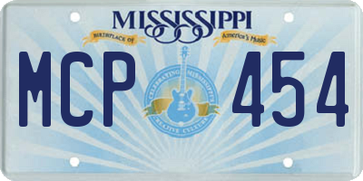 MS license plate MCP454