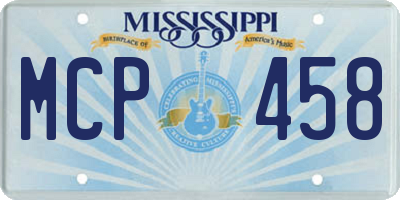 MS license plate MCP458