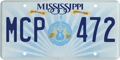 MS license plate MCP472