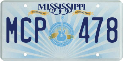 MS license plate MCP478