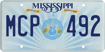 MS license plate MCP492