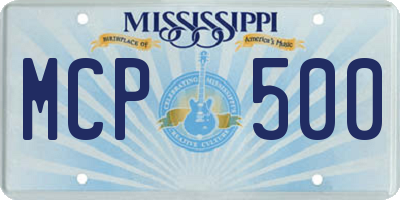 MS license plate MCP500