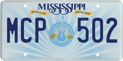 MS license plate MCP502